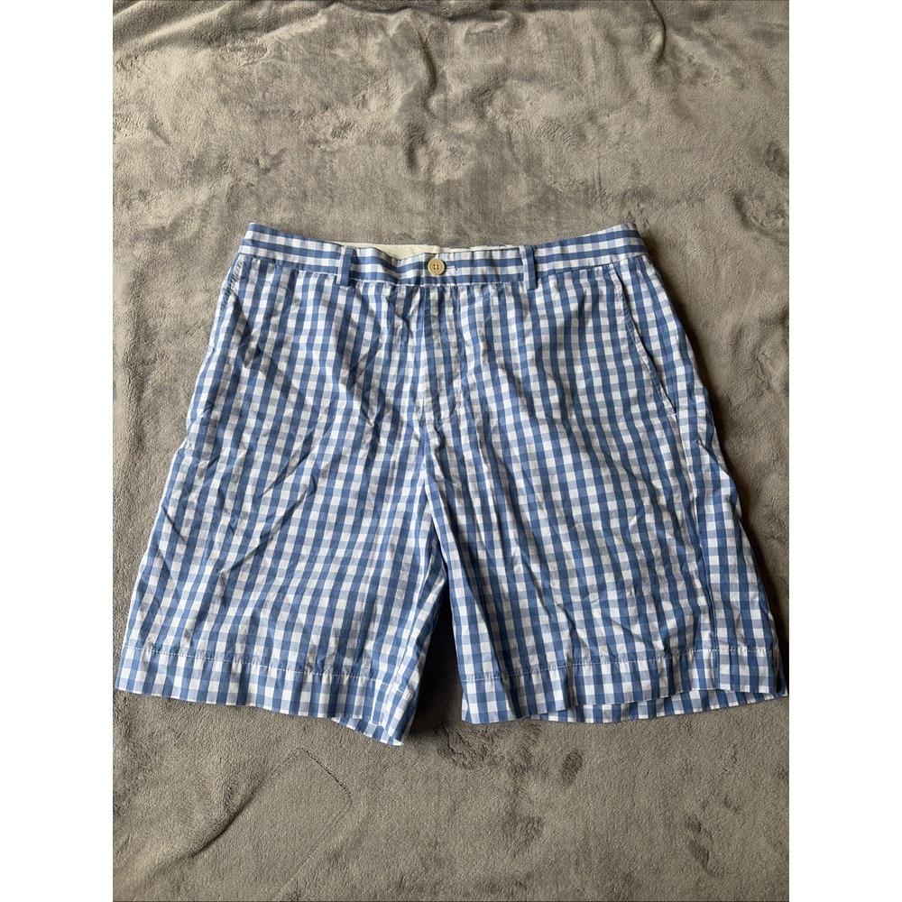 Vineyard Vines Mens Breaker Shorts Sz 35 Blue Check Plaid Cotton Preppy